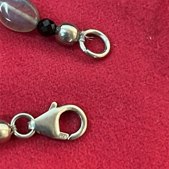 Labradorite & Black Spinel Sterling Silver Bracelet 7.25” - Picture 5 of 8